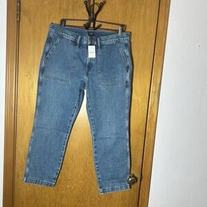 J Crew Factory Camp Pocket Wide Leg Jeans Blue Denim Size 31 NEW